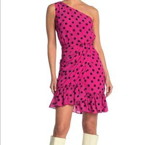 NWT Derek Lam 10 Crosby Taula Polka Dot One-Shoulder pink Dress  size 0